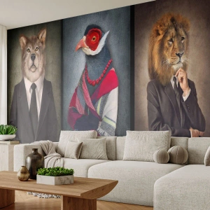 Fototapet Standard Eco - Hvad laver jeg her?! - Abstraktion, Hund, Fugl - 150x105 cm