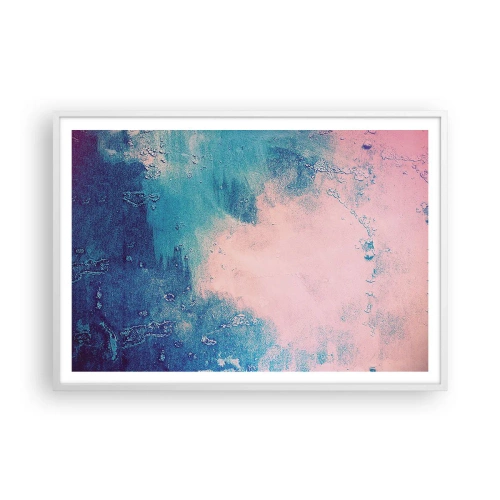 Plakat i hvid ramme - Blå omfavnelse - 100x70 cm