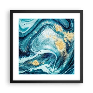Plakat i sort ramme - Blå boblebad - 40x40 cm