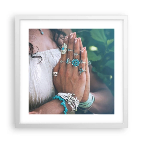 Plakat i hvid ramme - Velkommen til værens centrum - 40x40 cm