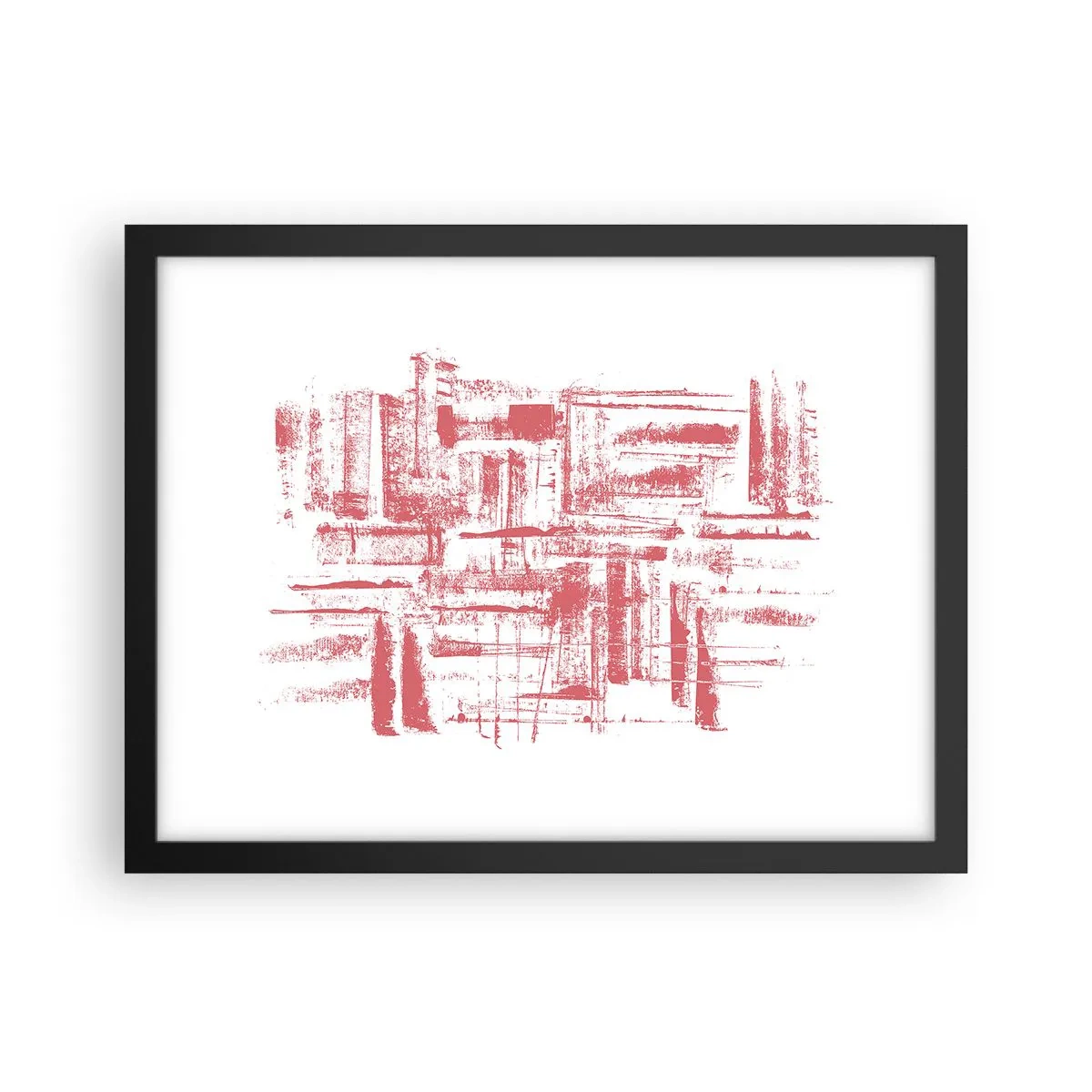 Plakat i sort ramme - Rød by - 40x30 cm