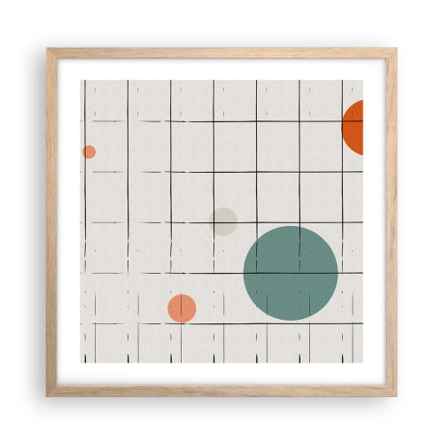 Plakat i ramme af lyst egetræ - Fanget i en fælde. Os eller dem? - 50x50 cm