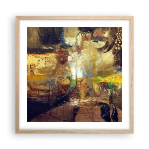 Plakat i ramme af lyst egetræ - Kold, varm, meget varm - 50x50 cm