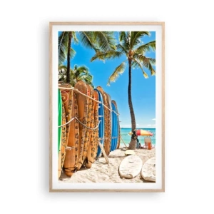 Plakat i ramme af lyst egetræ - Solrig sjov - 61x91 cm