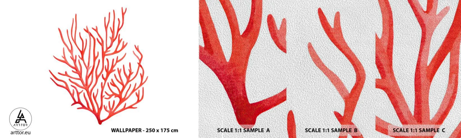 Prøve Fototapet Premium Sand - Koral-filigran - koralrev, Ved havet, Minimalistisk - 100x30 cm