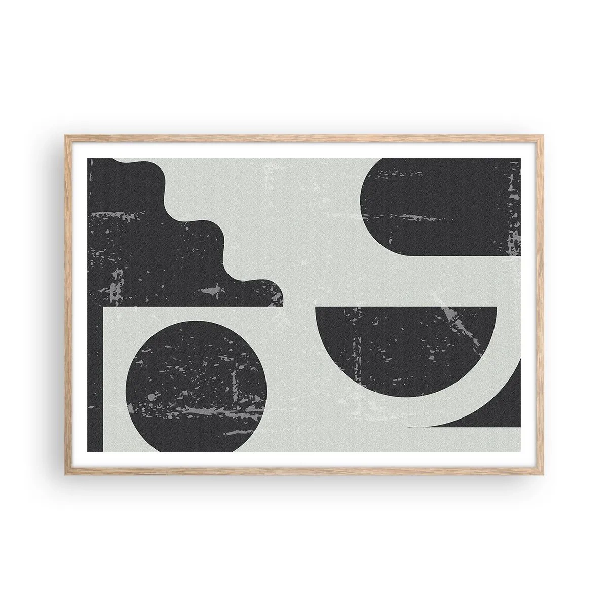 Plakat i ramme af lyst egetræ - Komposition over og under - 100x70 cm