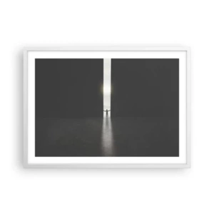 Plakat i hvid ramme - Et skridt mod en lys fremtid - 70x50 cm