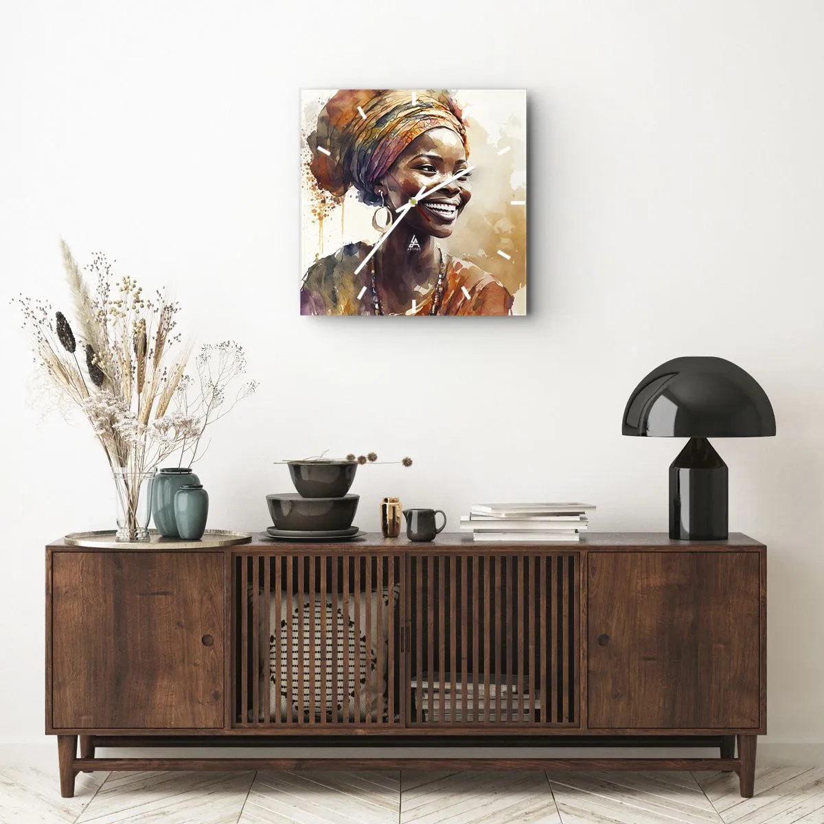 Vægur, Uret - Afrikansk dronning - 40x40 cm