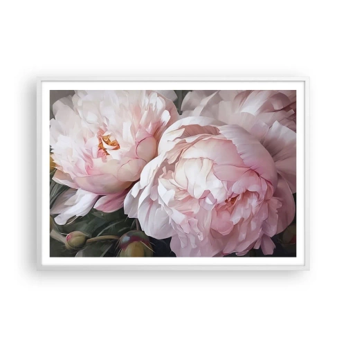 Plakat i hvid ramme - Fastlåst i blomstring - 100x70 cm