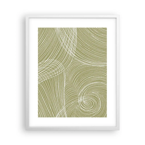 Plakat i hvid ramme - Indviklet abstraktion i hvidt - 40x50 cm
