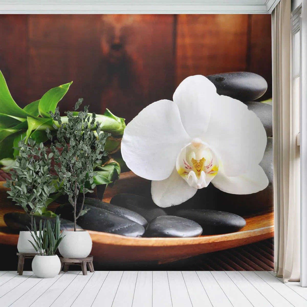 Fototapet Premium Canvas - Overgiv dig til naturens berøring - Blomster, Orkidé, Orkidé - 250x175 cm