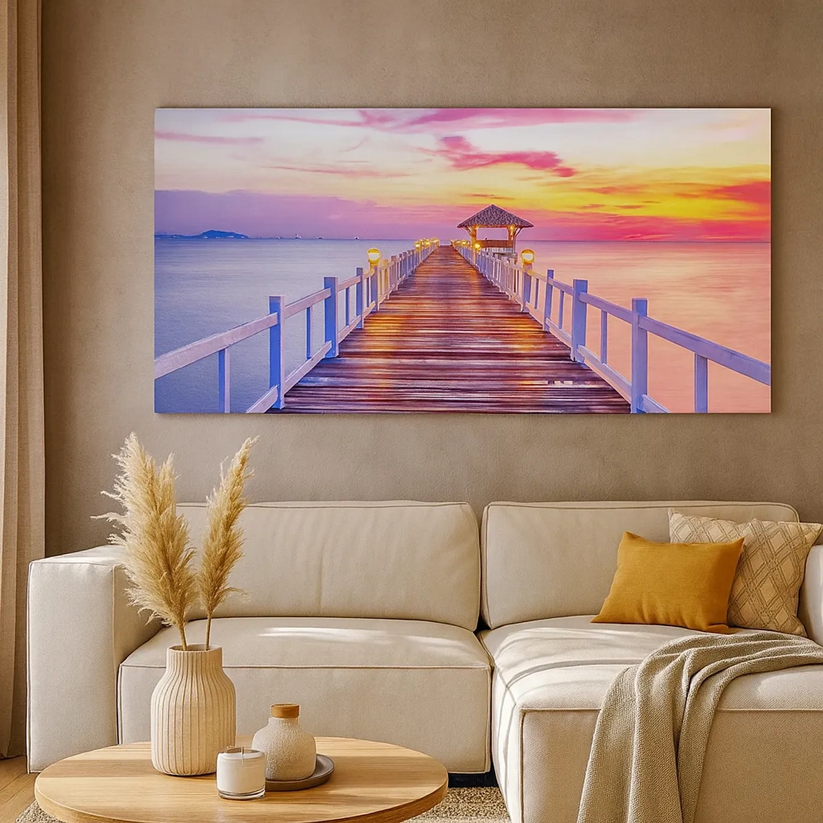 Lærredstryk - Billede på lærred - Lilagylden stilhed om aftenen - 30x30 cm