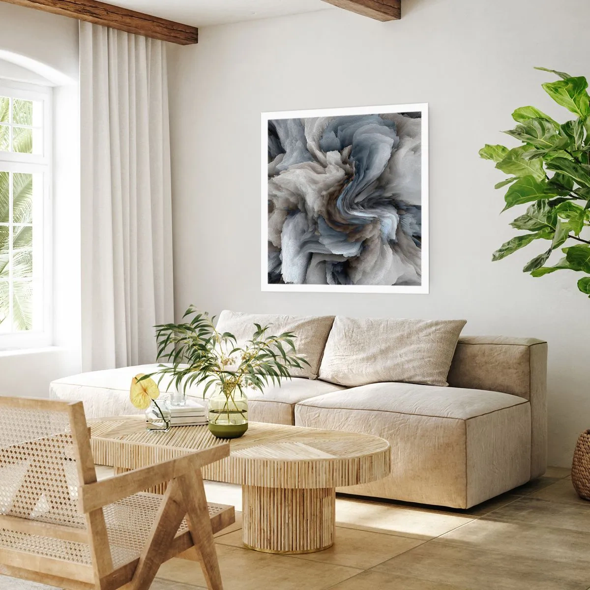 Plakat - Sten og blomst - 30x30 cm