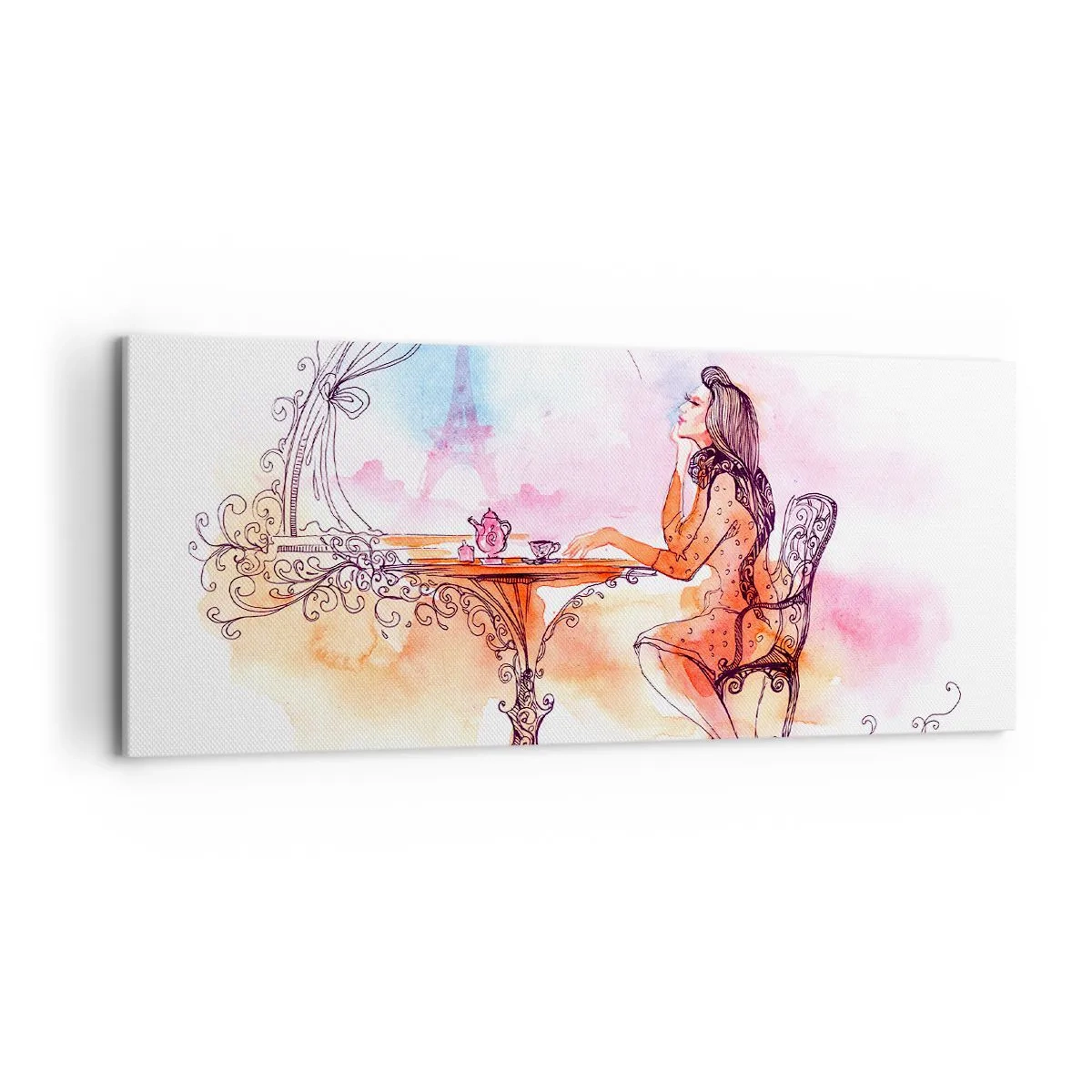 Lærredstryk - Billede på lærred - Parisisk elegance - 120x50 cm
