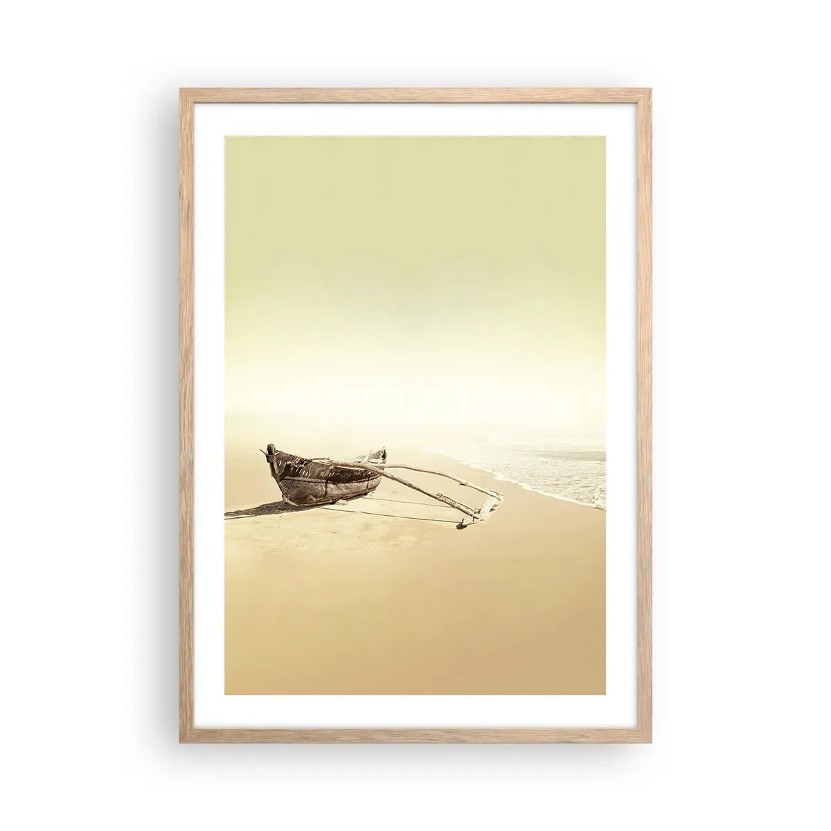 Plakat i ramme af lyst egetræ - Et minde om Sydhavet - 50x70 cm