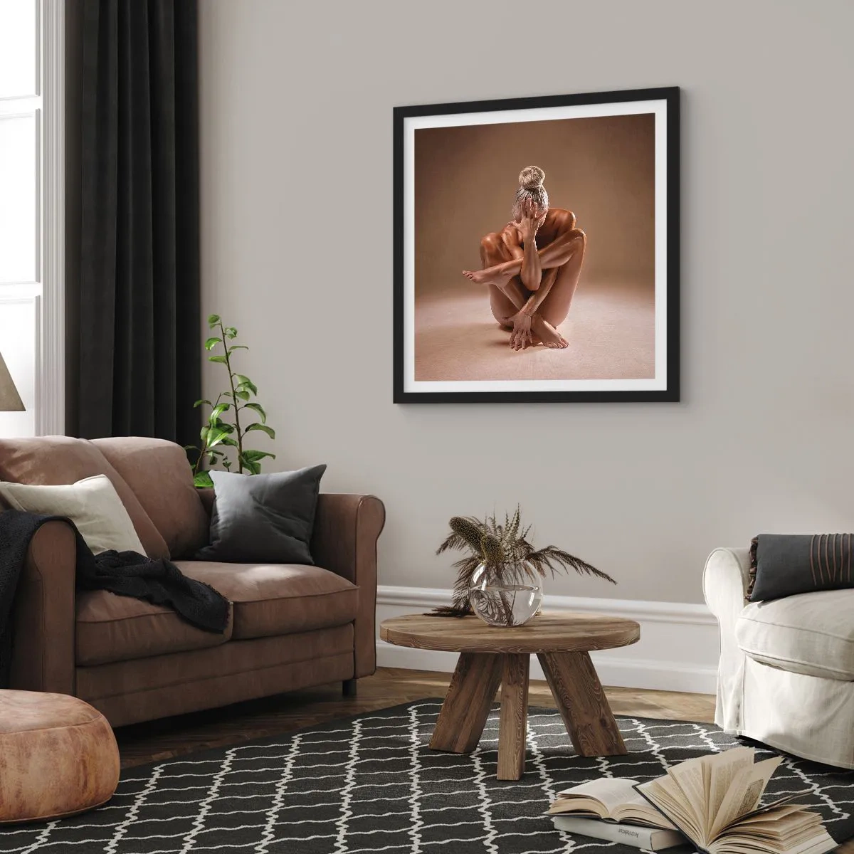 Plakat i sort ramme - Enhed mellem krop og ånd - 40x40 cm