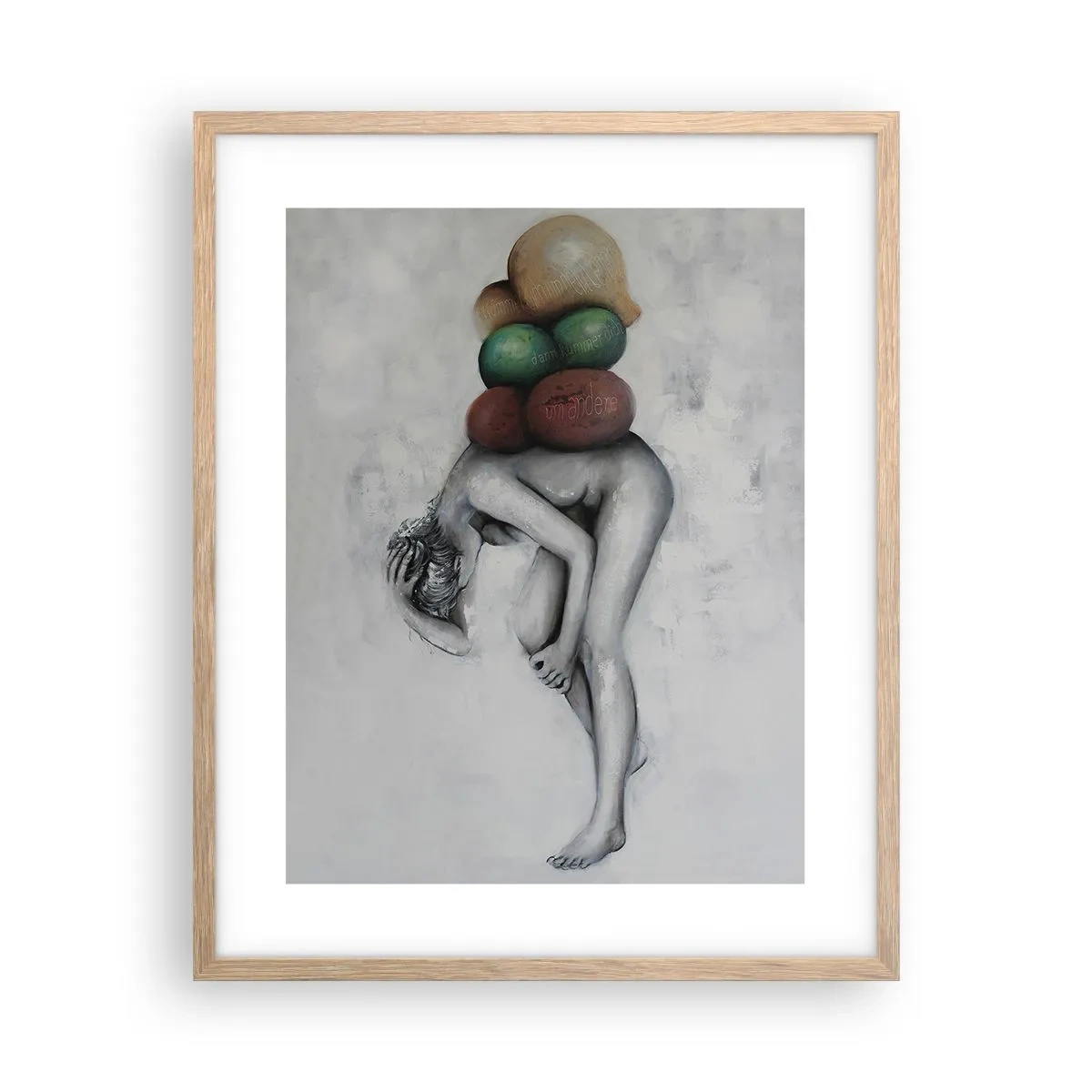 Plakat i ramme af lyst egetræ - Livets byrde - 40x50 cm