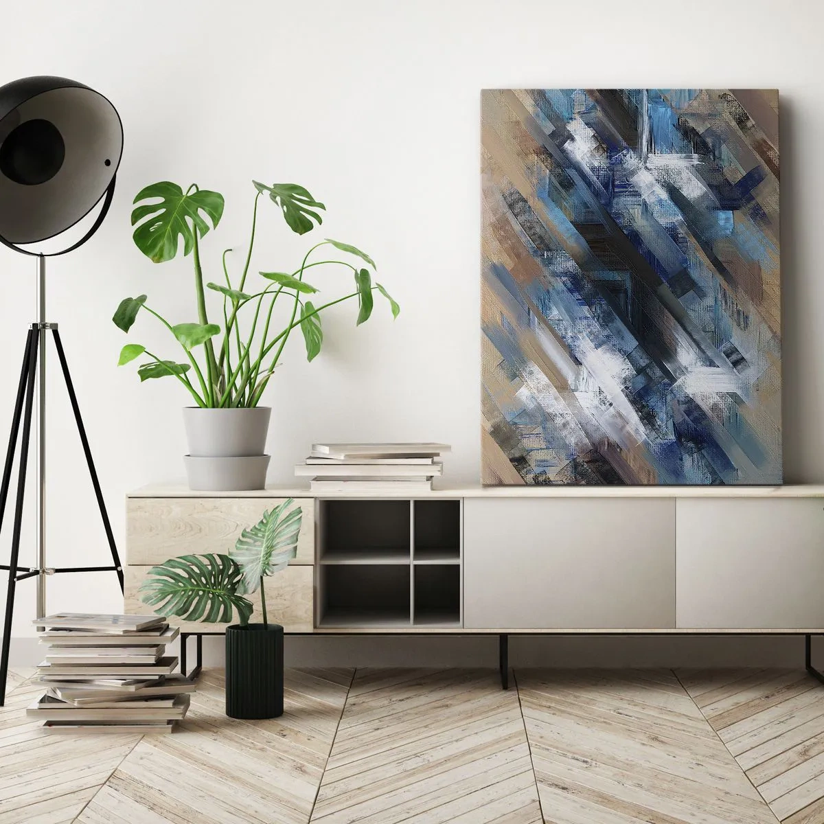 Lærredstryk - Billede på lærred - På en blå skråning - 50x70 cm