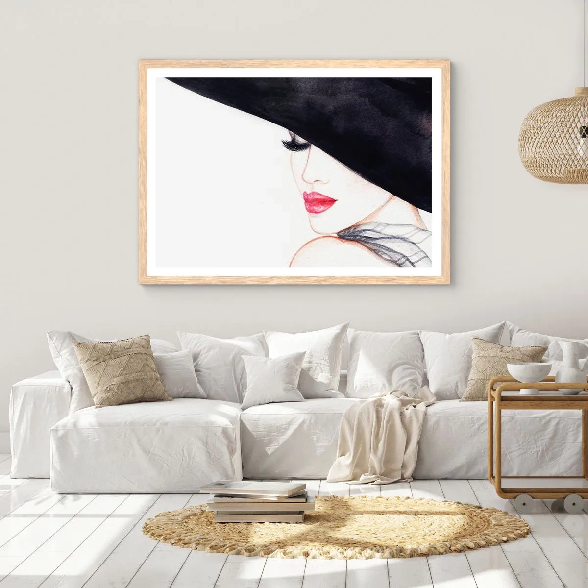 Plakat i ramme af lyst egetræ - Elegance og sensualitet - 40x30 cm
