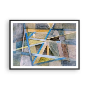 Plakat i sort ramme - Lige eller skråt? - 100x70 cm