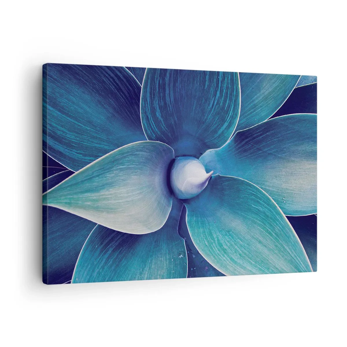 Lærredstryk - Billede på lærred - Nærbillede af en abstrakt blomst i blå nuancer - 70x50cm - Blå fra himlen - Moderne vægdekoration til stue og soveværelse ARTTOR