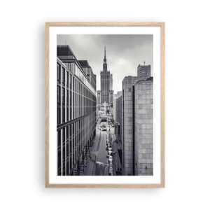 Plakat i ramme af lyst egetræ - Warszawa dalen - 50x70 cm