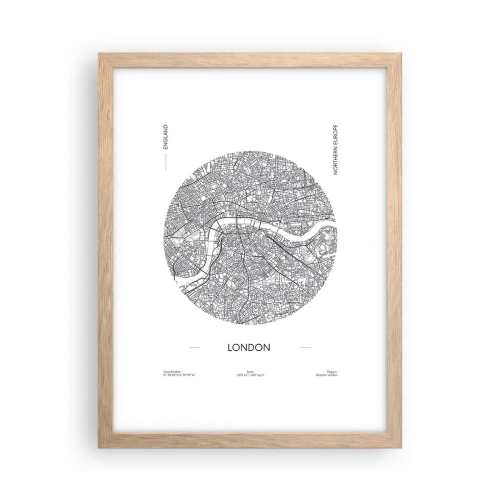Plakat i ramme af lyst egetræ - Londons anatomi - 30x40 cm