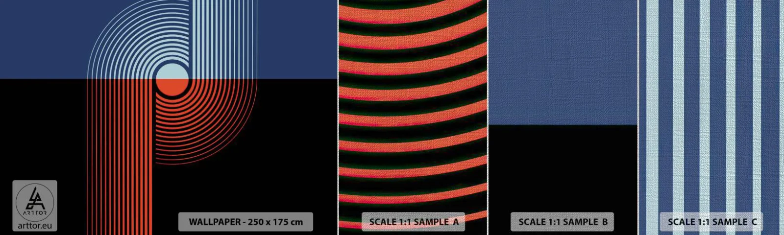 Prøve Fototapet Premium Canvas - I en geometrisk omfavnelse - Abstraktion, Grafik, Lineart - 100x30 cm