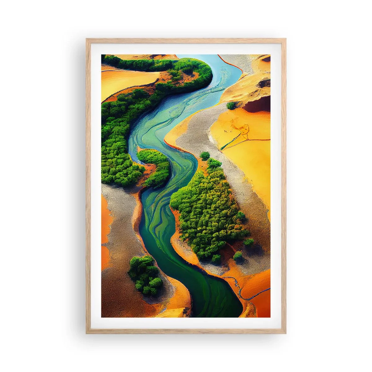 Plakat i ramme af lyst egetræ - Livgivende flod - 61x91 cm