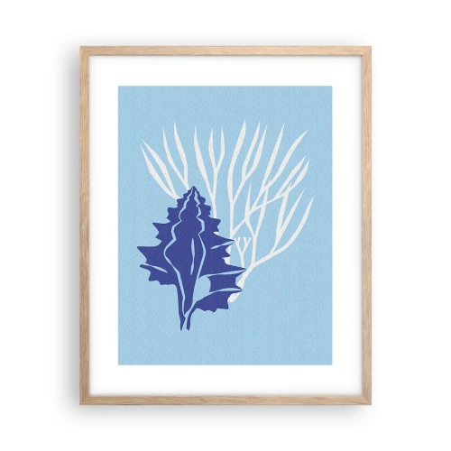 Plakat i ramme af lyst egetræ - Bladformede former - 40x50 cm