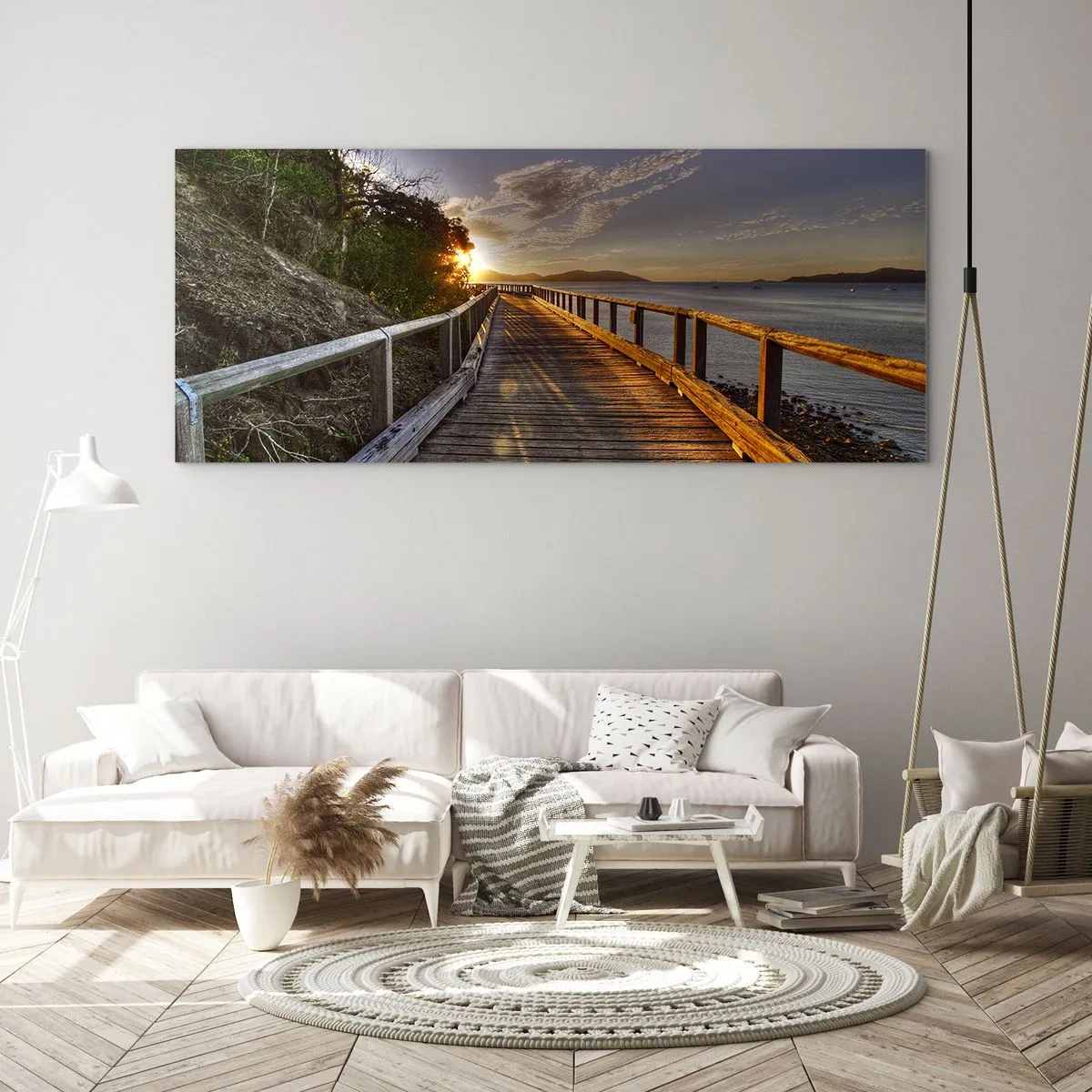 Billede på glas - Gå, bliv ved med at gå mod solen - 100x40 cm