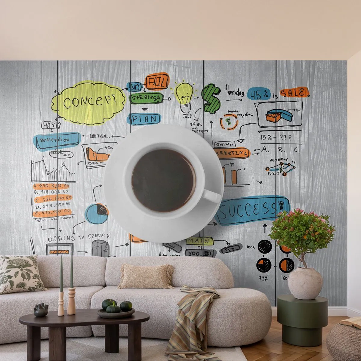 Fototapet Standard Eco - Tid til en pause - Grafik, Kaffe, Espresso - 500x350 cm