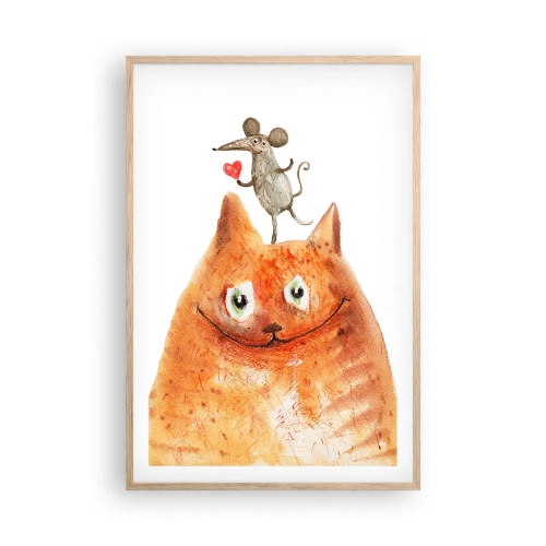 Plakat i ramme af lyst egetræ - Kærlighedens paradokser - 61x91 cm