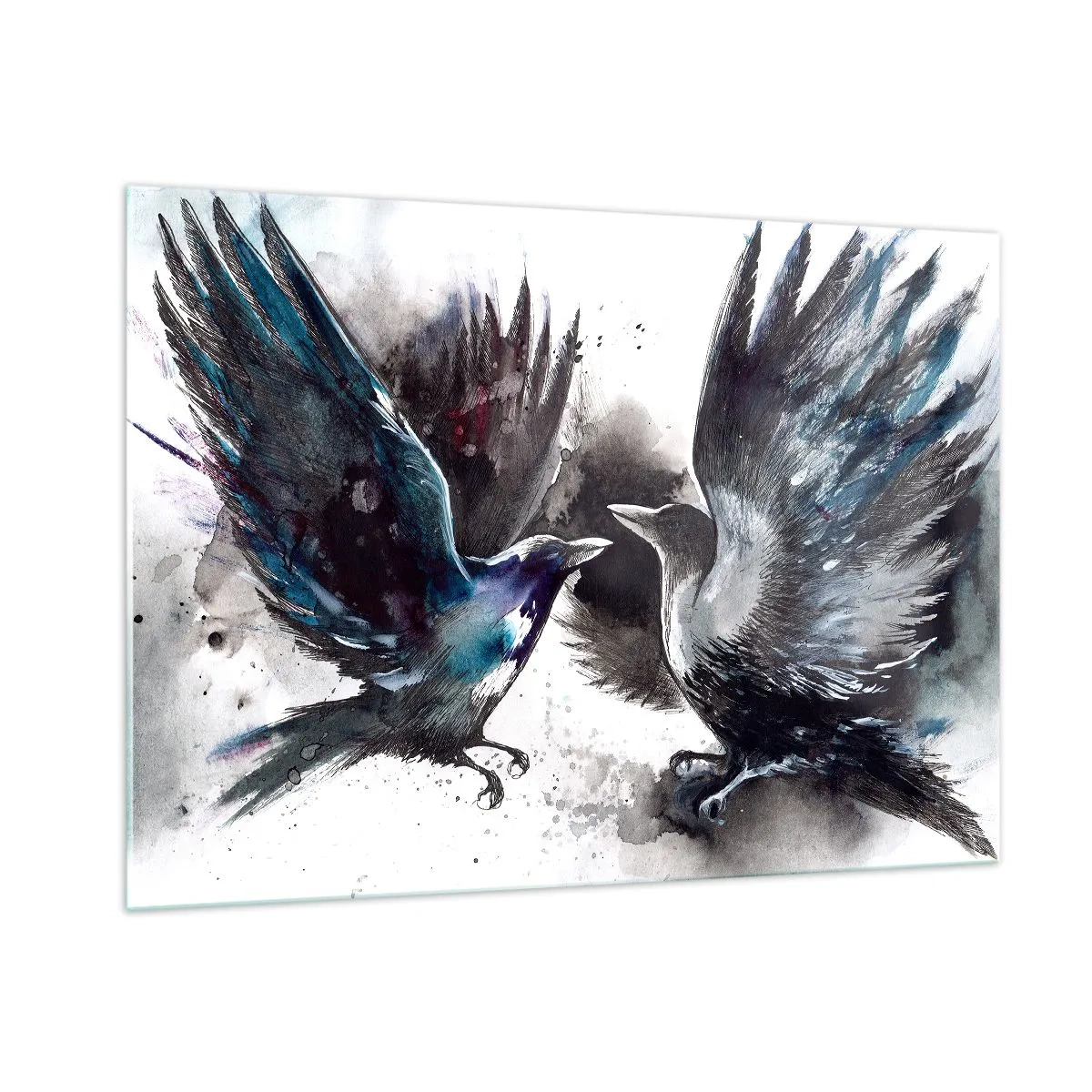 Billede på glas - En ravn til en ravn... - 100x70 cm