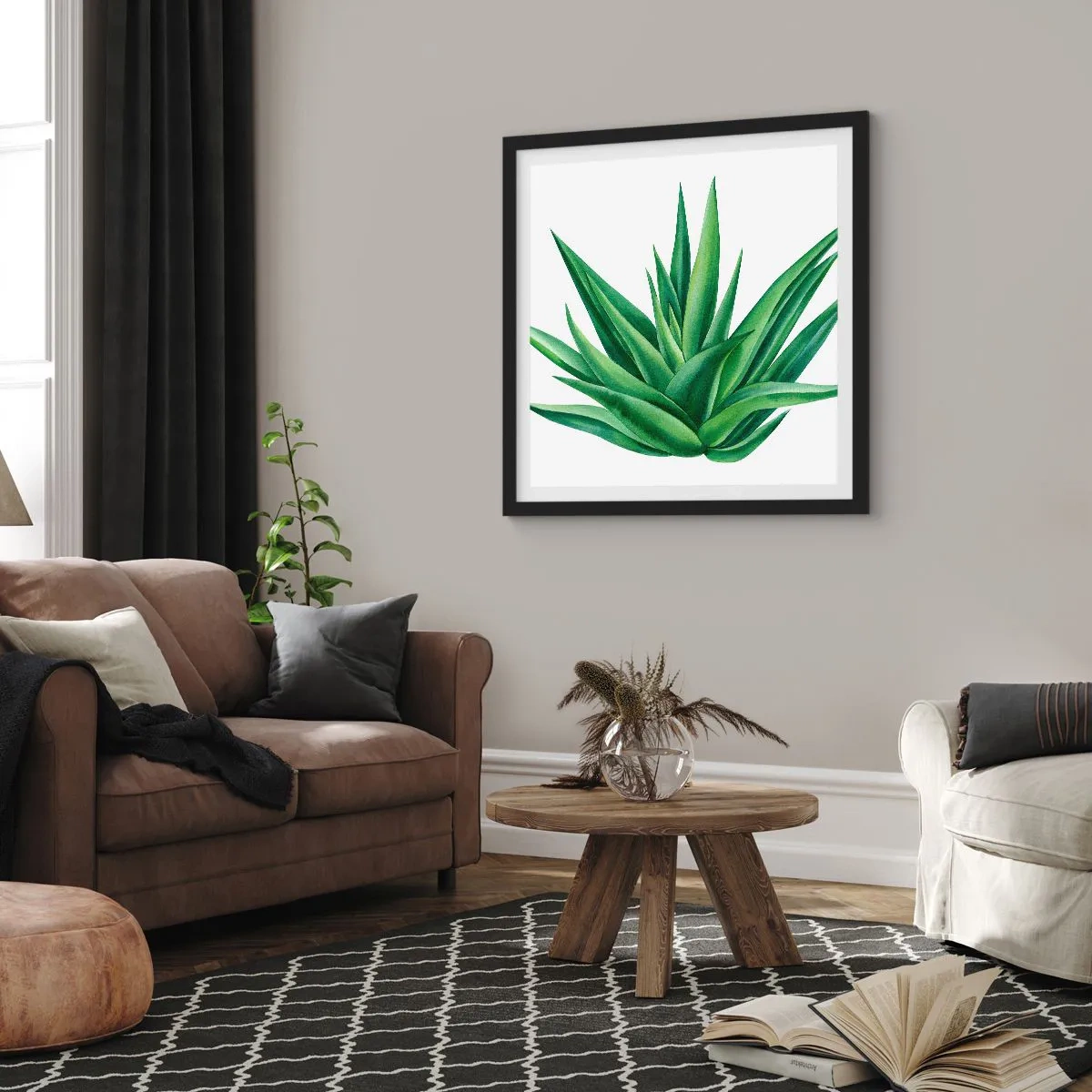 Plakat i sort ramme - Grøn - styrke - liv - 30x30 cm