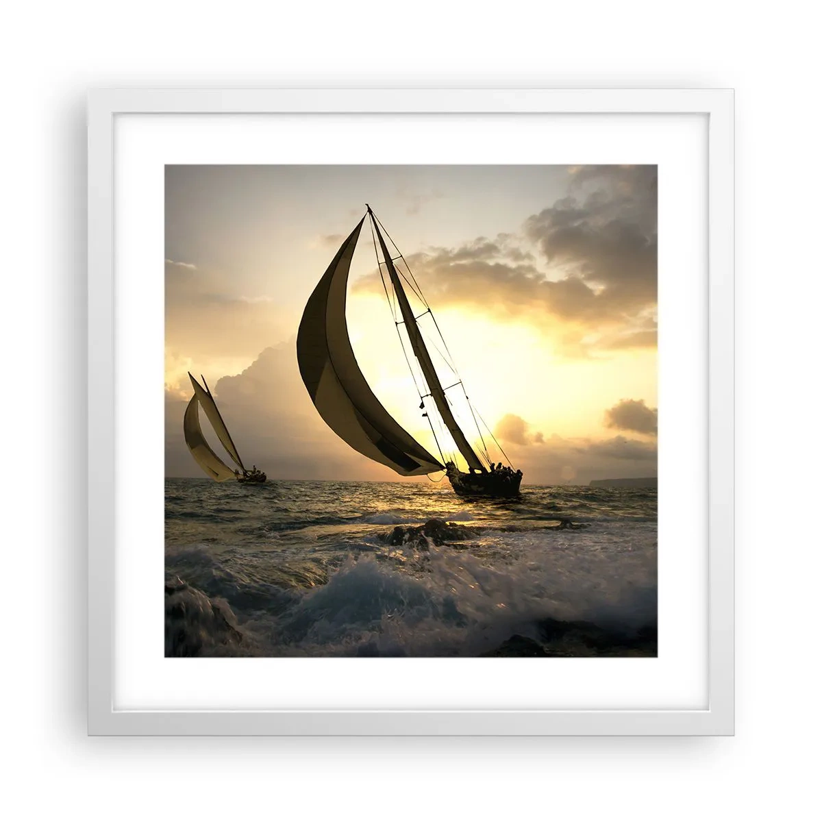 Plakat i hvid ramme - I medvind og modvind - 40x40 cm