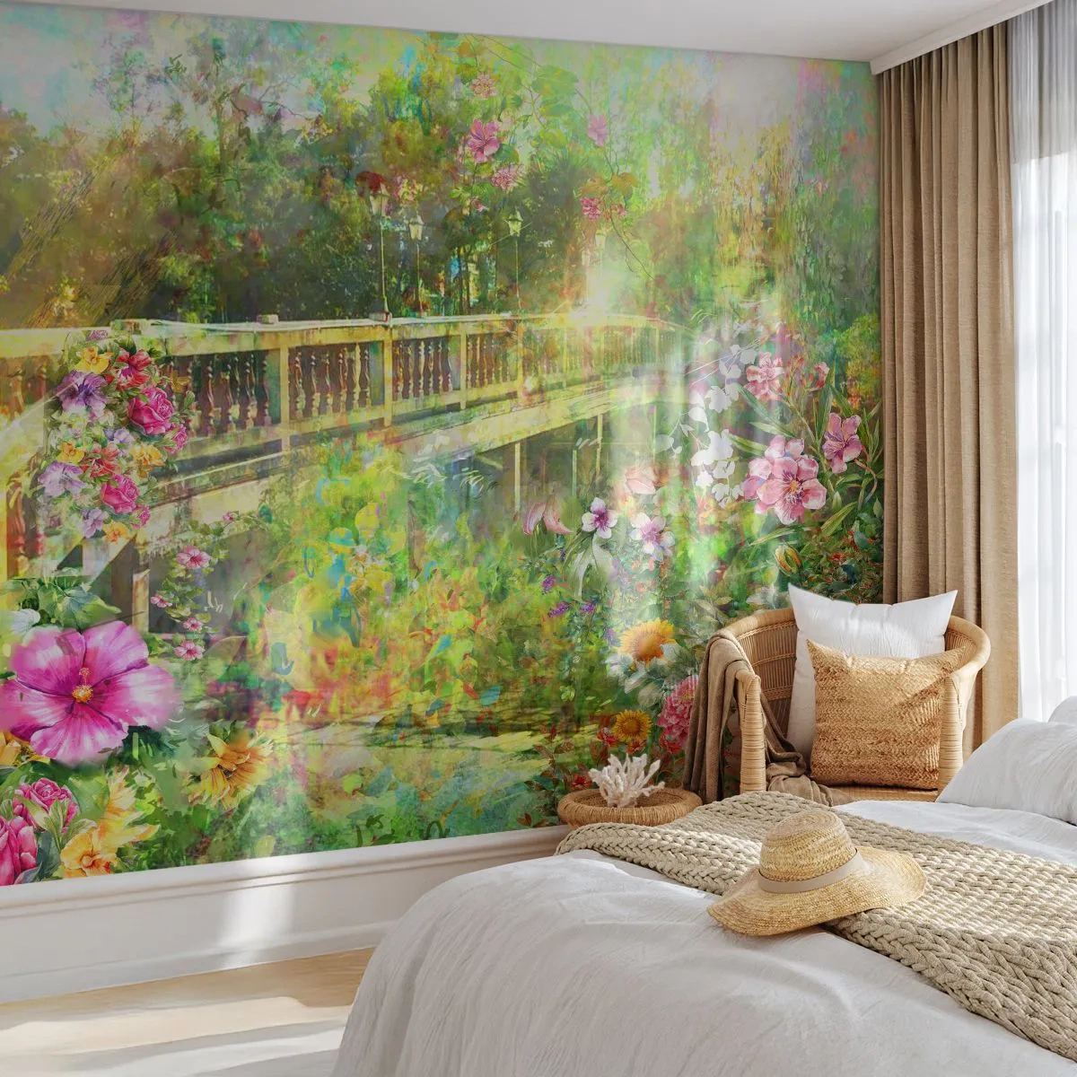 Fototapet Premium Sand - Bro af forårets suk - Landskab, Blomster, Have - 100x70 cm