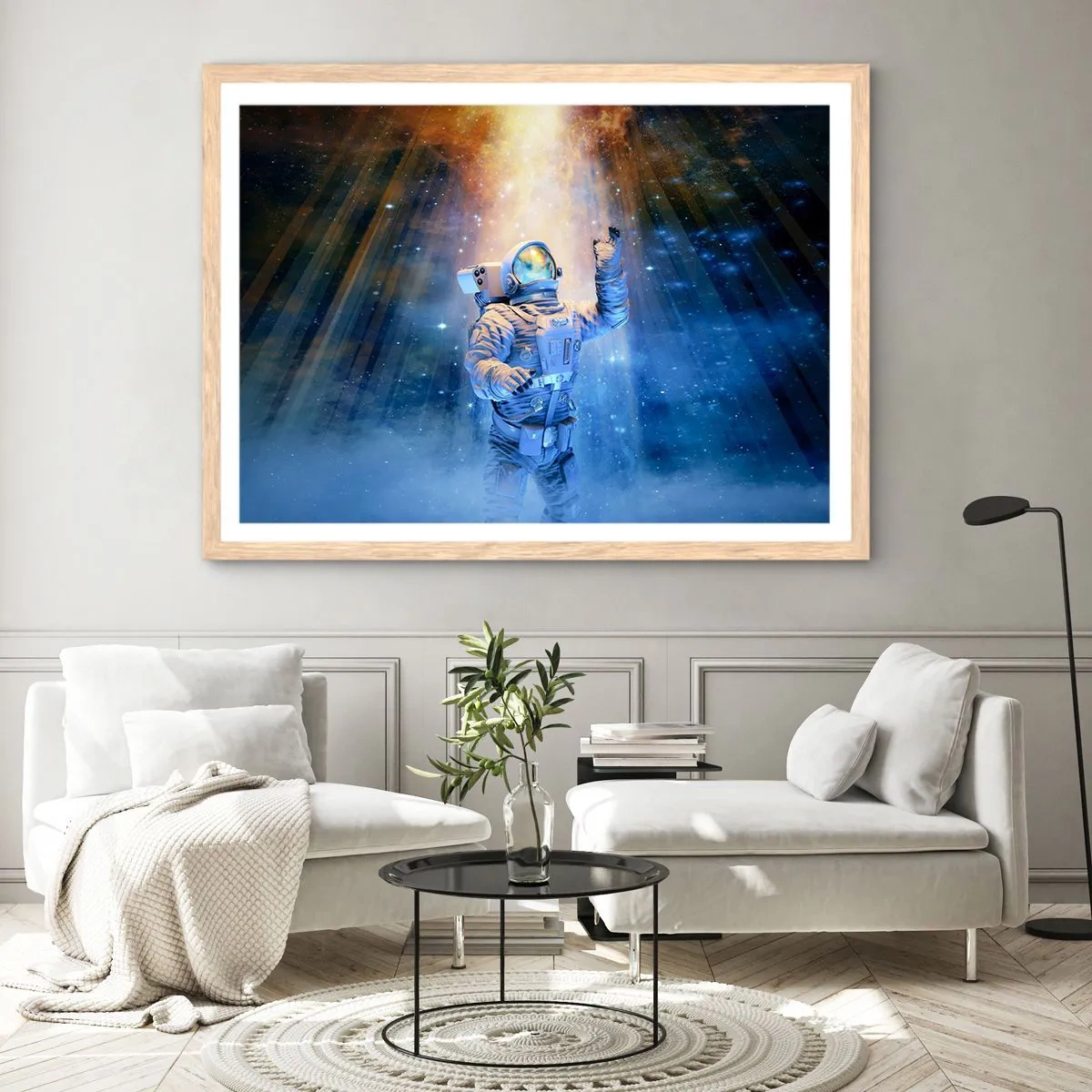 Plakat i ramme af lyst egetræ - Endelig på destinationen - 70x50 cm