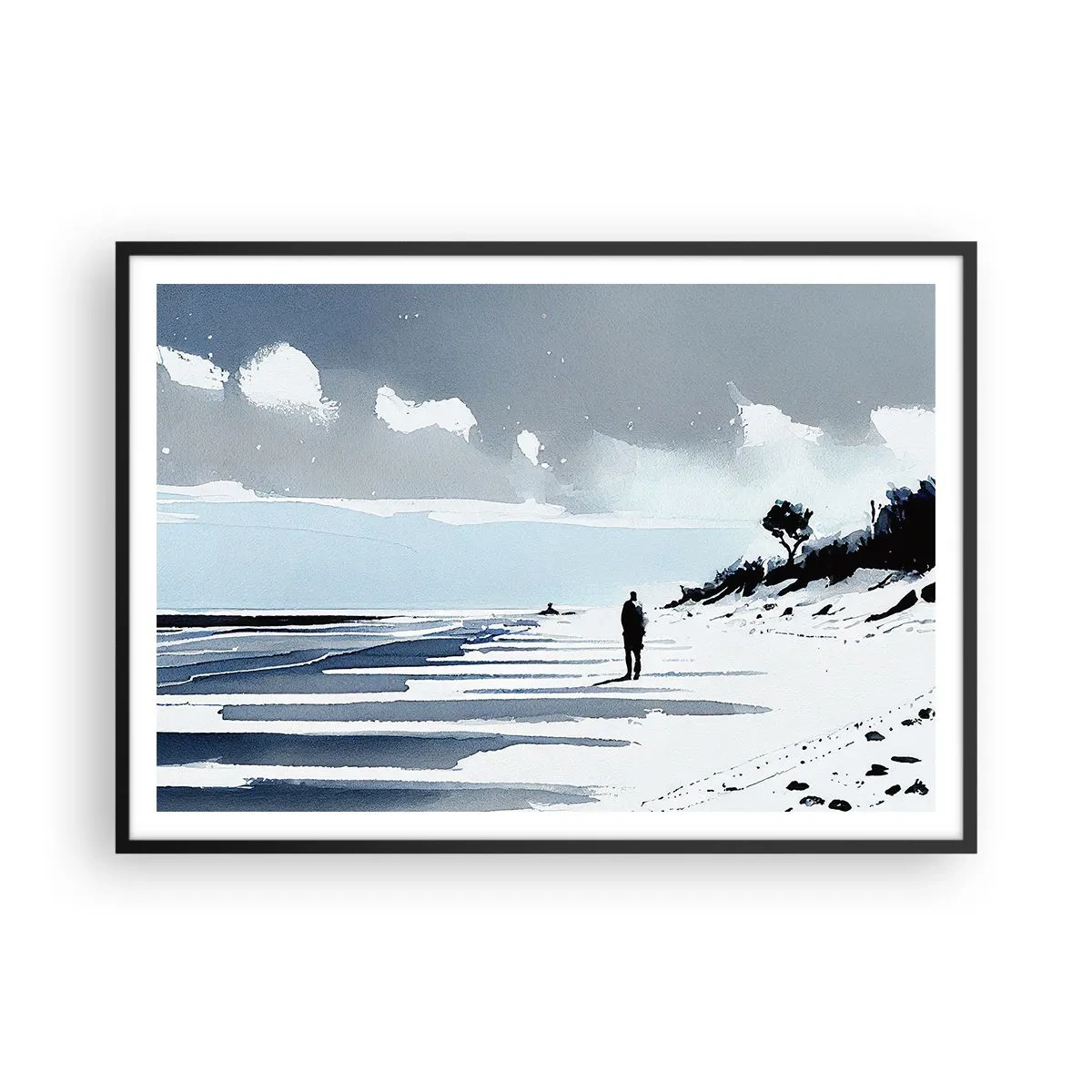 Plakat i sort ramme - Alene - 100x70 cm