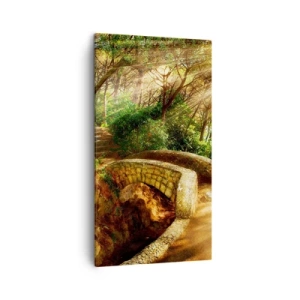 Lærredstryk - Billede på lærred - Lige fra broen og ind i eventyrskoven - 45x80 cm
