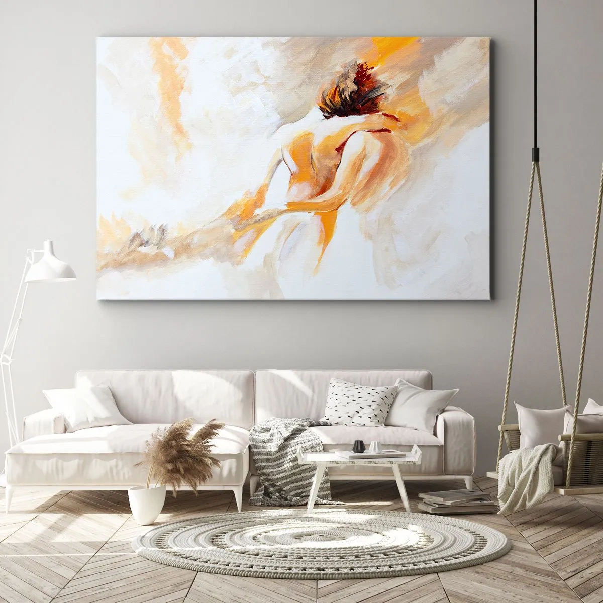 Lærredstryk - Billede på lærred - Abstrakt scene med en romantisk omfavnelse - 70x50cm - I himlen af nærhed - Moderne vægdekoration til stue og soveværelse ARTTOR