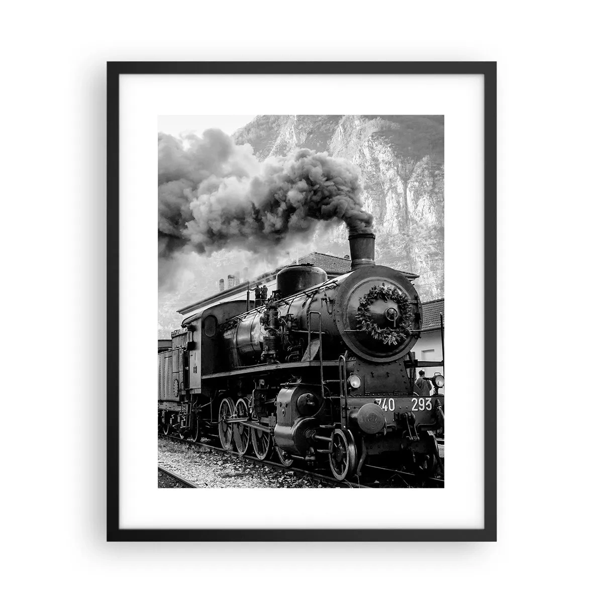 Plakat i sort ramme - Står på stationen... - 40x50 cm