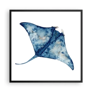 Plakat i sort ramme - Liv i blåt - 60x60 cm