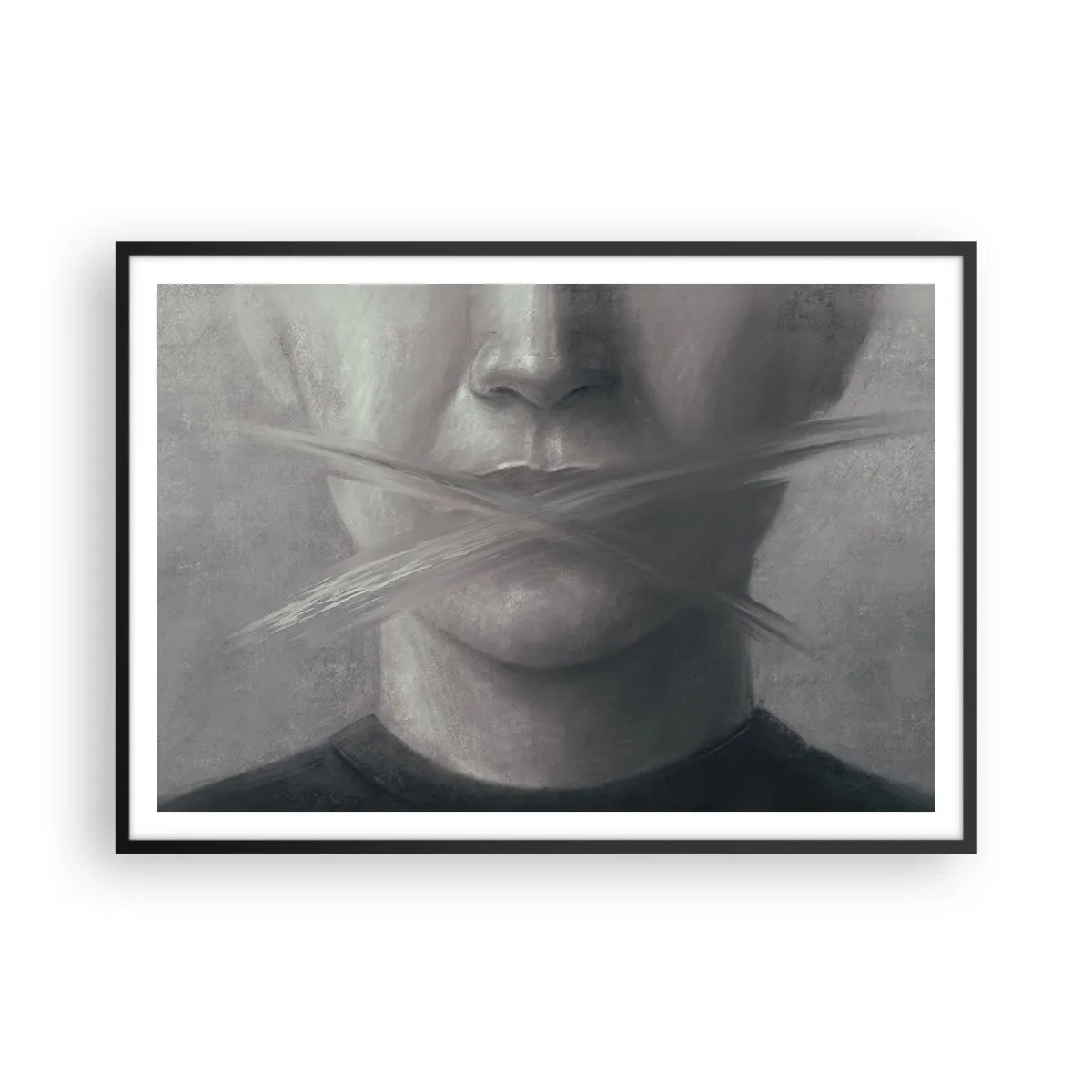 Plakat i sort ramme - Ikke et ord - 100x70 cm