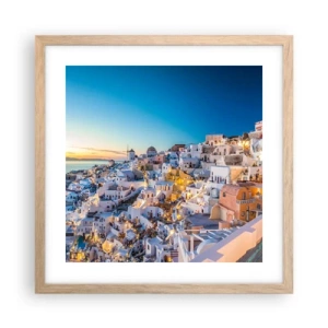 Plakat i ramme af lyst egetræ - Essensen af græskhed - 40x40 cm