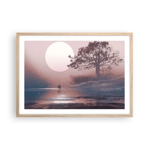 Plakat i ramme af lyst egetræ - Natlige mærkværdigheder - 70x50 cm