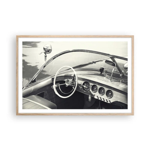 Plakat i ramme af lyst egetræ - Vejr for de rige - 91x61 cm