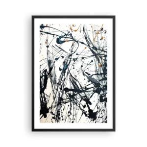 Plakat i sort ramme - Ekspressiv abstraktion i gestusmaleriets stil - 50x70cm - Ekspressionistisk abstraktion - Moderne vægdekoration til stue og soveværelse ARTTOR