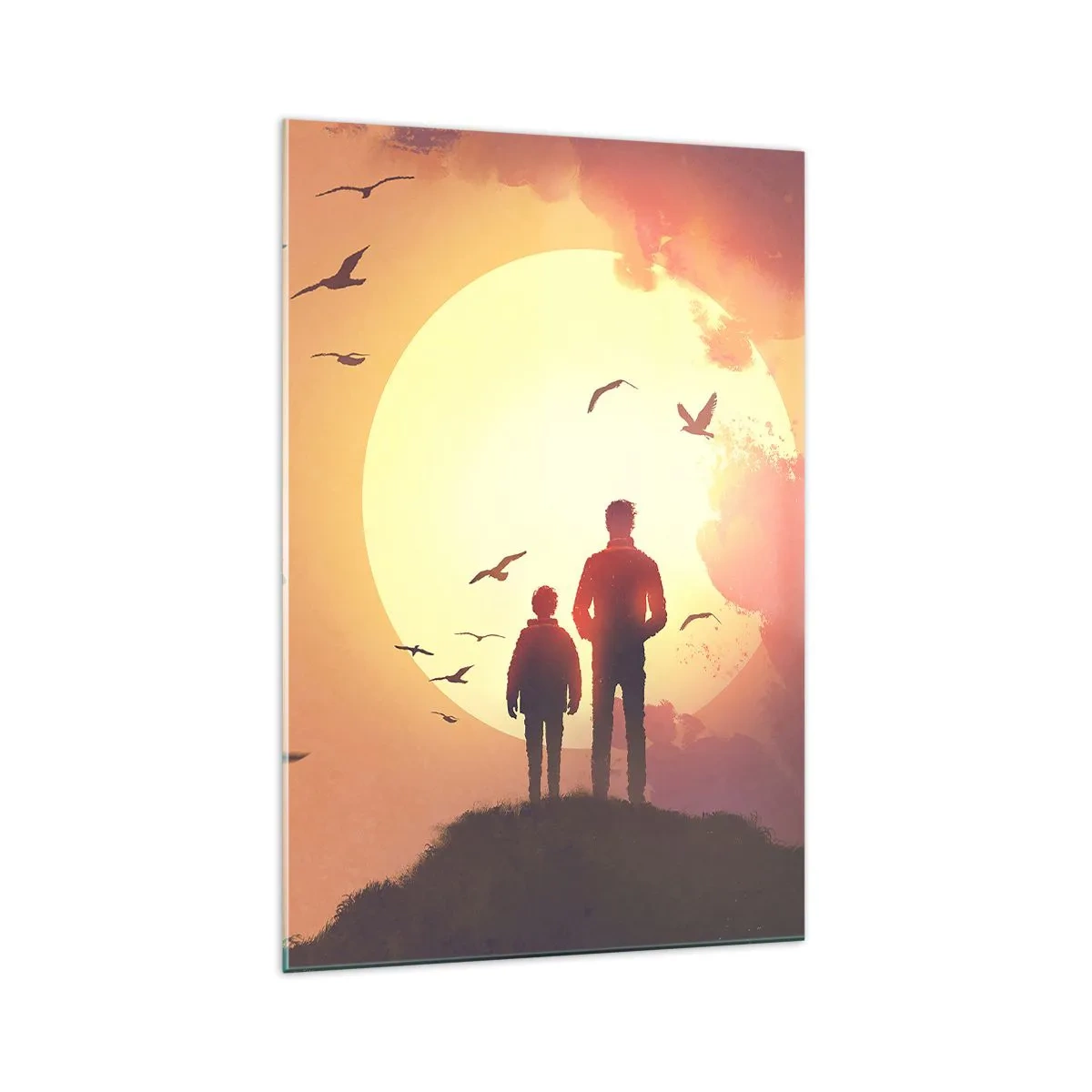 Billede på glas - Ansigt til ansigt med solen - 70x100 cm