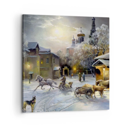 Lærredstryk - Billede på lærred - Den russiske vinters magi - 60x60 cm